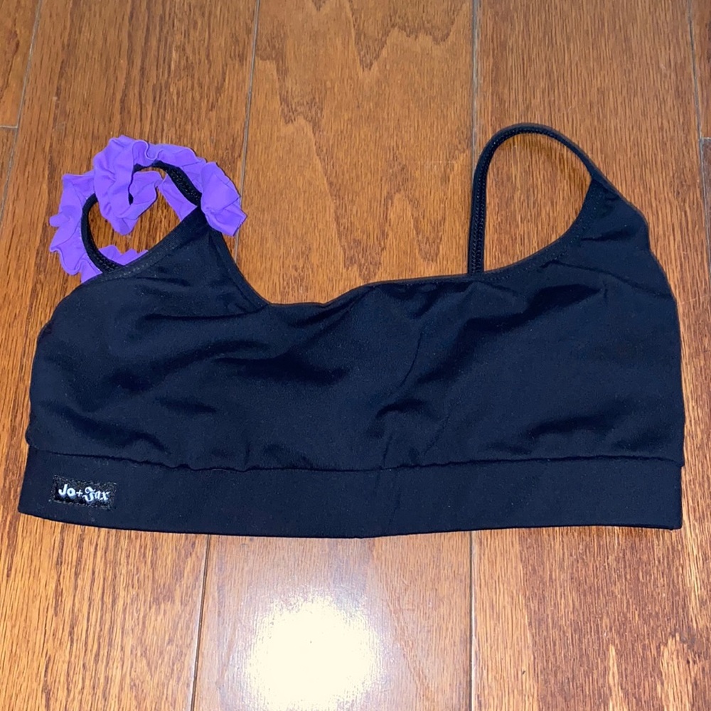 Jo Jax Black with Purple Ruffle Sports Bra